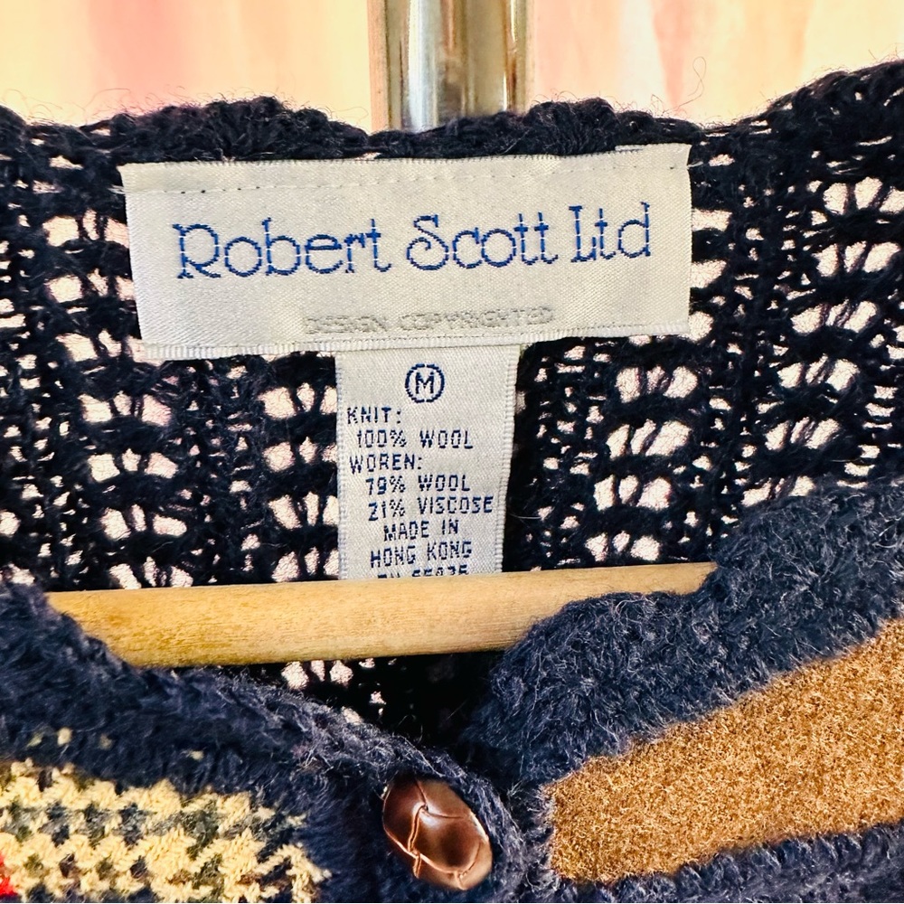Vintage Robert Scott Wool Patchwork Cardigan Swea… - image 6